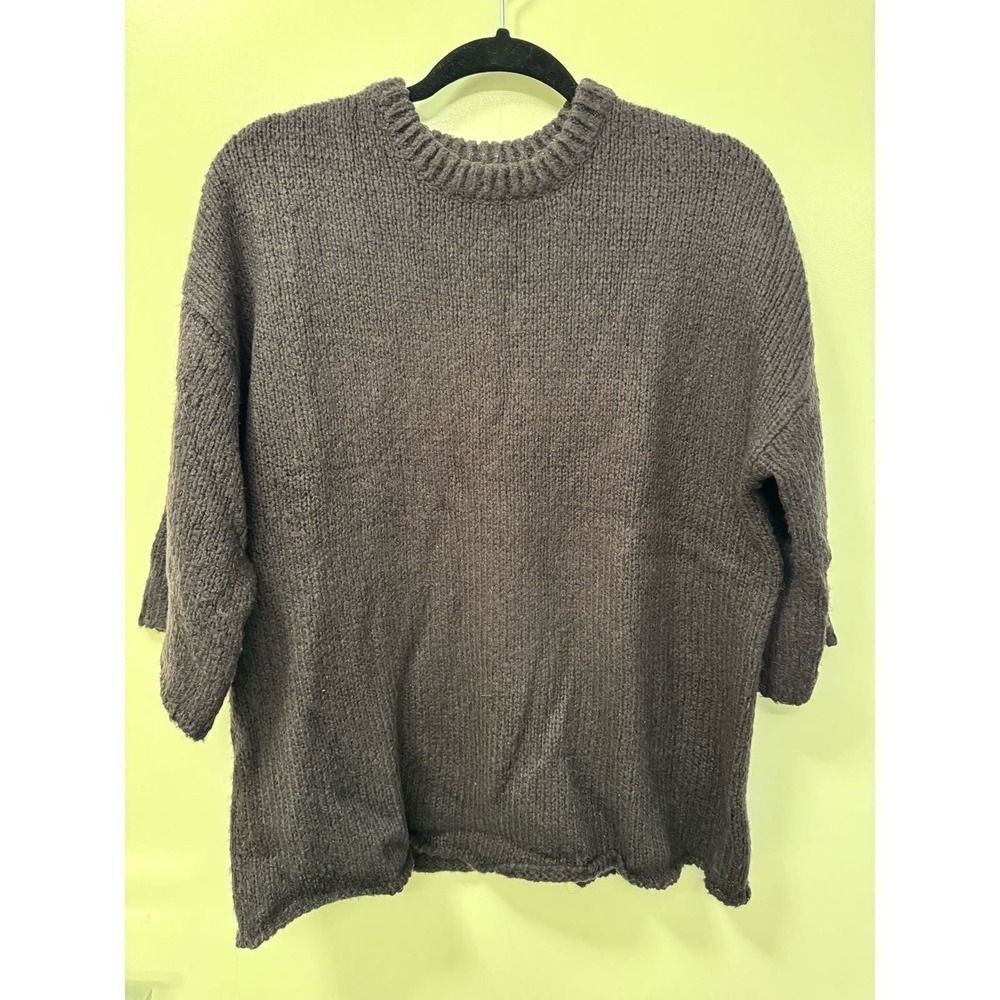 Philosophy Acrylic Wool Elbow Length Sleeve Navy Boxy Chunky Knit Sweater XS